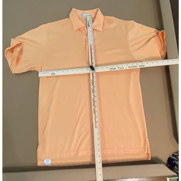 Peter Millar Polo Shirt Mens Medium Light Orange Solid Golf M - Picture 5 of 9